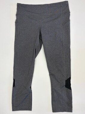 Lululemon Pace Rival Crop Leggings Size 8 Heathered Grey EUC Clean Girl Pilates